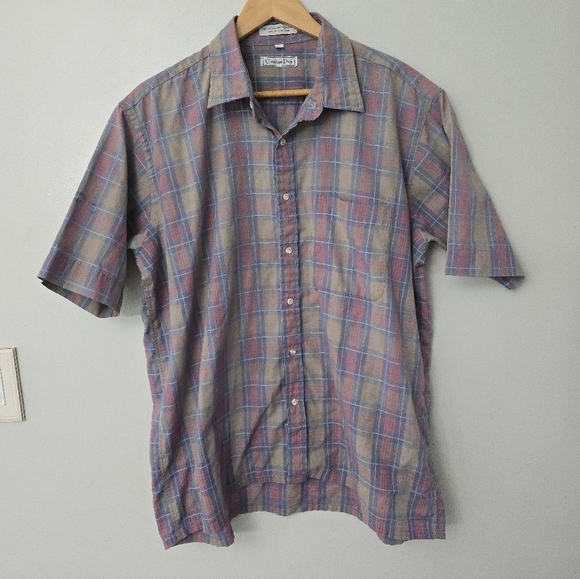 Christian dior Other - Vtg 60s 70s Christian Dior  Shirt Size XL Checkered Hong Kong *stained*